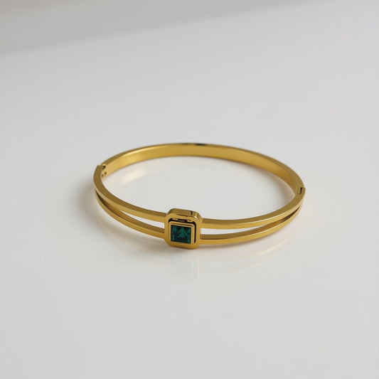 Emerald Aura Gold-Plated Bangle